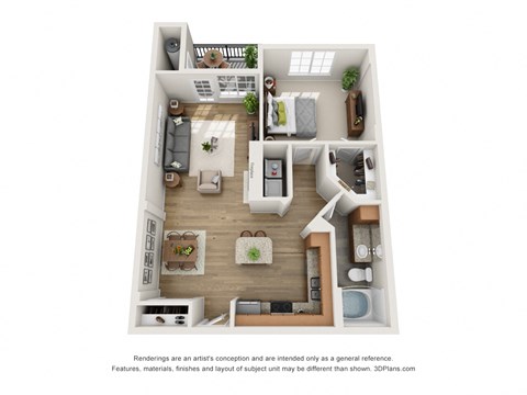 Floor plan for 1 bed, 1 bath, 789 sqft